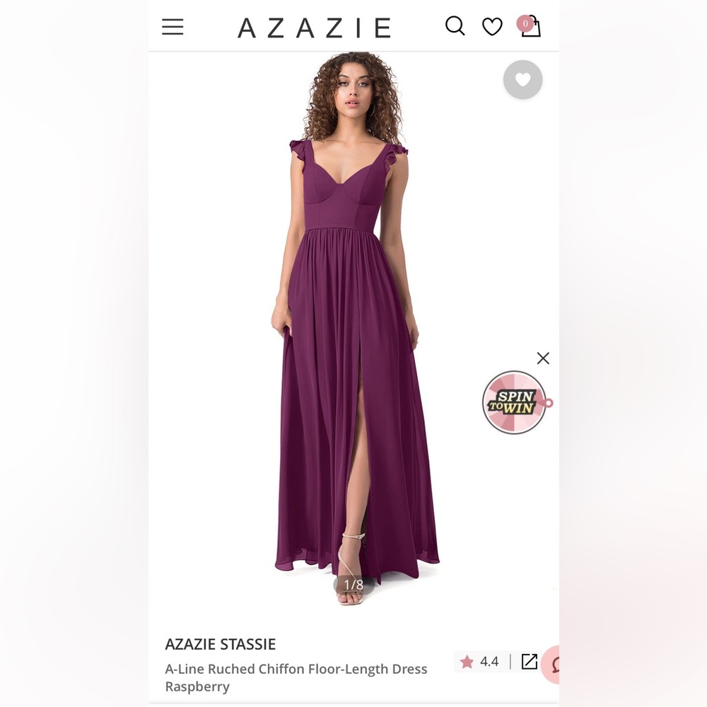 Wedding or Bridesmaid dress - Azazie Stassie in Raspberry - size 8, NWT